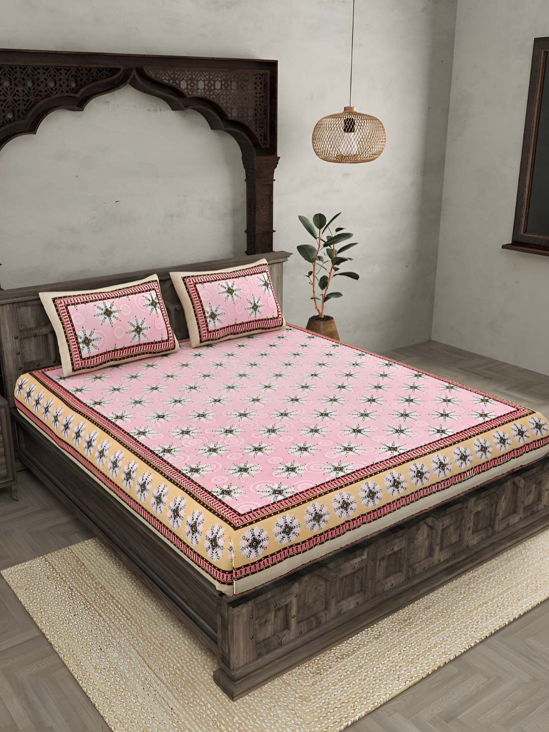 BED-SHEET.COM Pink Pure Cotton Ethnic Motifs 144 TC King Bedsheet with 2 Pillow Covers
BED-SHEET.COM Pink Pure Cotton Ethnic Motifs 144 TC King Bedsheet with 2 Pillow Covers