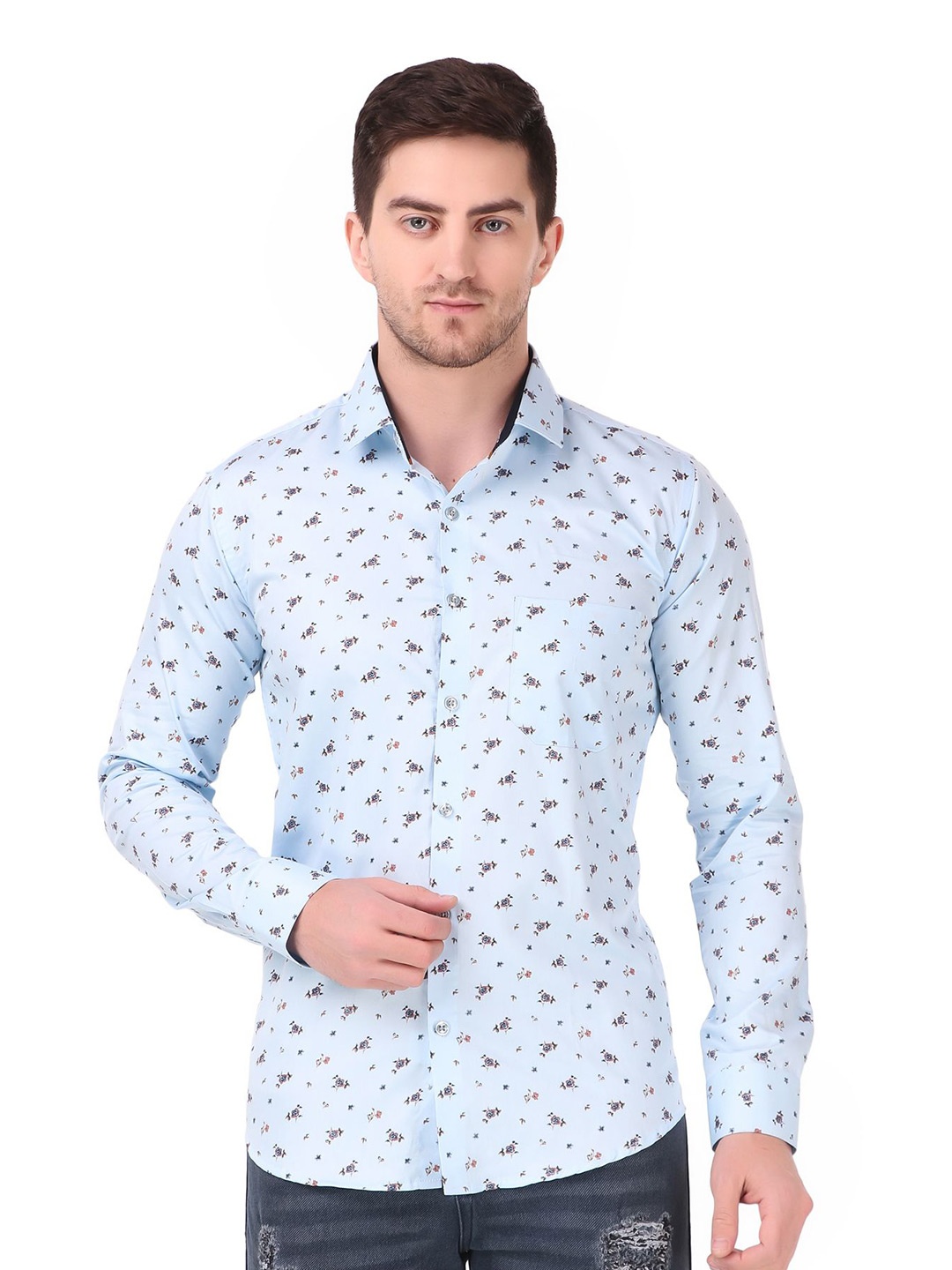 DESIGN UP Men Classic Spread Collar Floral Printed Cotton Slim Fit Formal Shirt, Blue
DESIGN UP Men Classic Spread Collar Floral Printed Cotton Slim Fit Formal Shirt, Blue