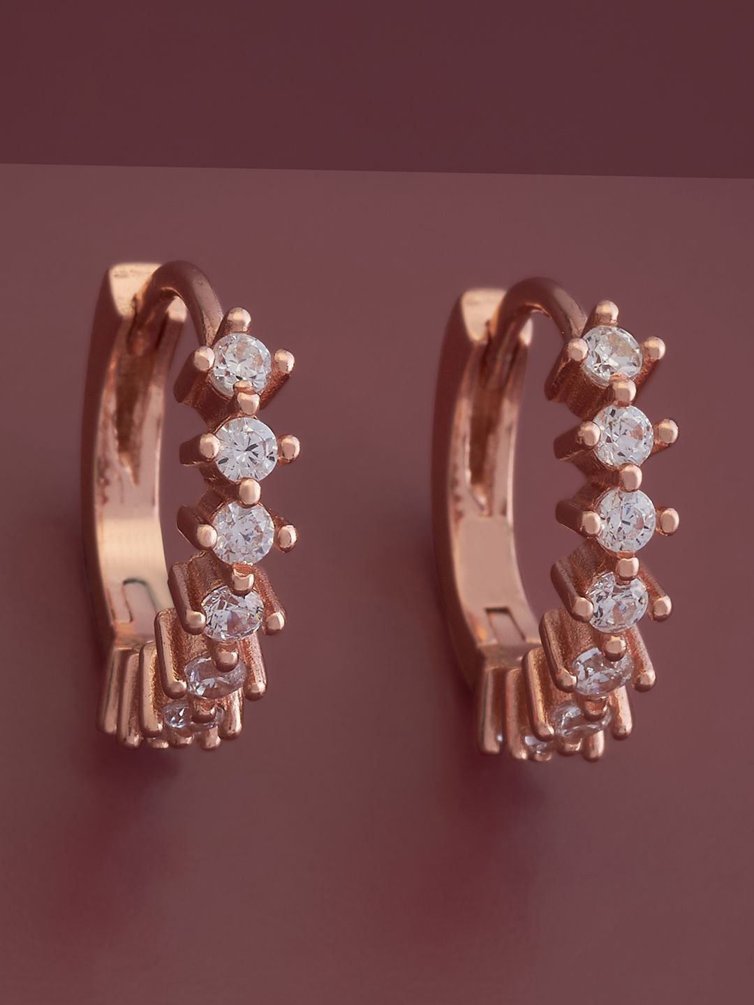 Kushal's Fashion Jewellery 92.5 Pure Silver Rose Gold-Plated Cubic Zirconia Hoop Earings
Kushal's Fashion Jewellery 92.5 Pure Silver Rose Gold-Plated Cubic Zirconia Hoop Earings
