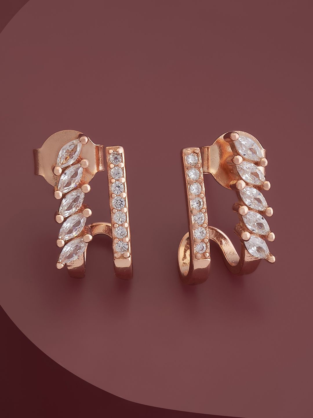 Kushal's Fashion Jewellery Sterling Silver CZ Rose Gold-Plated Half Hoop Earrings, White
Kushal's Fashion Jewellery Sterling Silver CZ Rose Gold-Plated Half Hoop Earrings, White