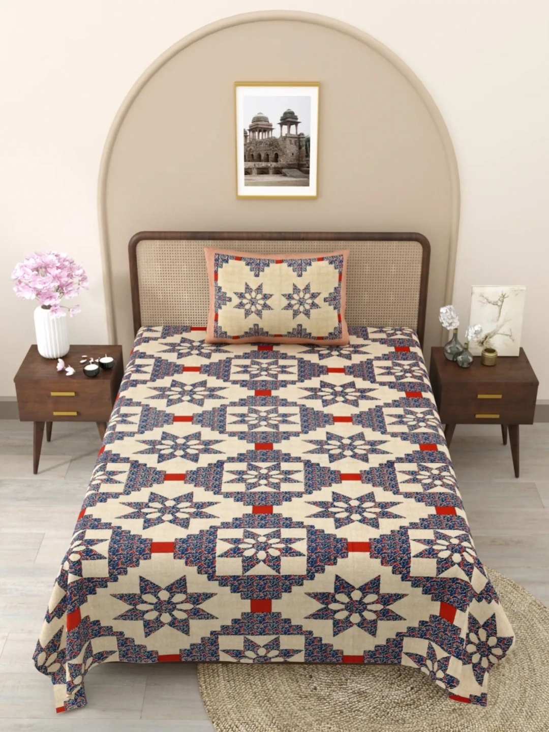 LIVING ROOTS Purple & OffWhite Ethnic Motifs Cotton 144TC Single Bedsheet & 1 Pillow Cover
LIVING ROOTS Purple & OffWhite Ethnic Motifs Cotton 144TC Single Bedsheet & 1 Pillow Cover