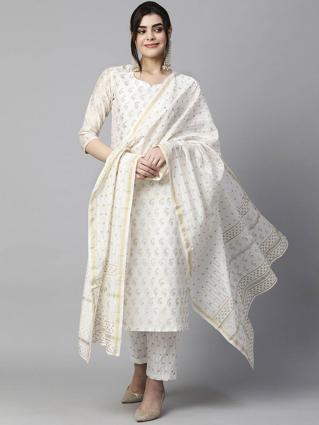 Anni Designer Ethnic Motifs Printed Sweetheart Neck Straight Kurta With Trousers & Dupatta, Cream
Anni Designer Ethnic Motifs Printed Sweetheart Neck Straight Kurta With Trousers & Dupatta, Cream