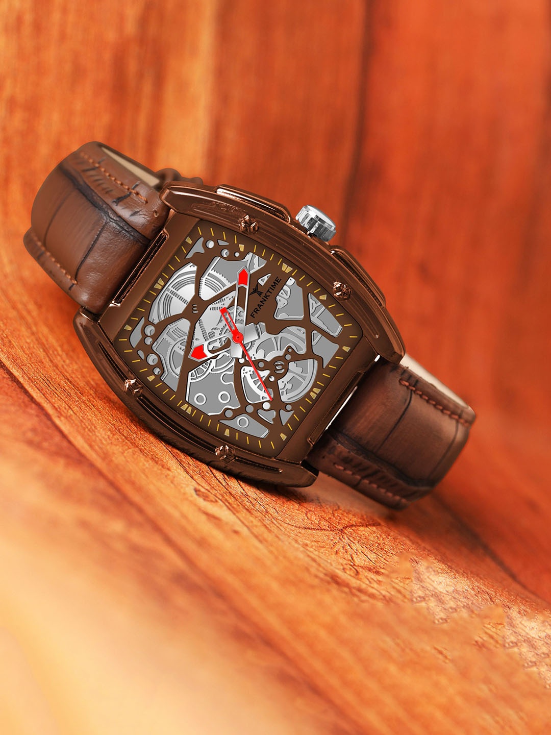 Franktime Men Brass Dial & Leather Straps Analogue and Digital Watch FT-0049 BW, Brown
Franktime Men Brass Dial & Leather Straps Analogue and Digital Watch FT-0049 BW, Brown