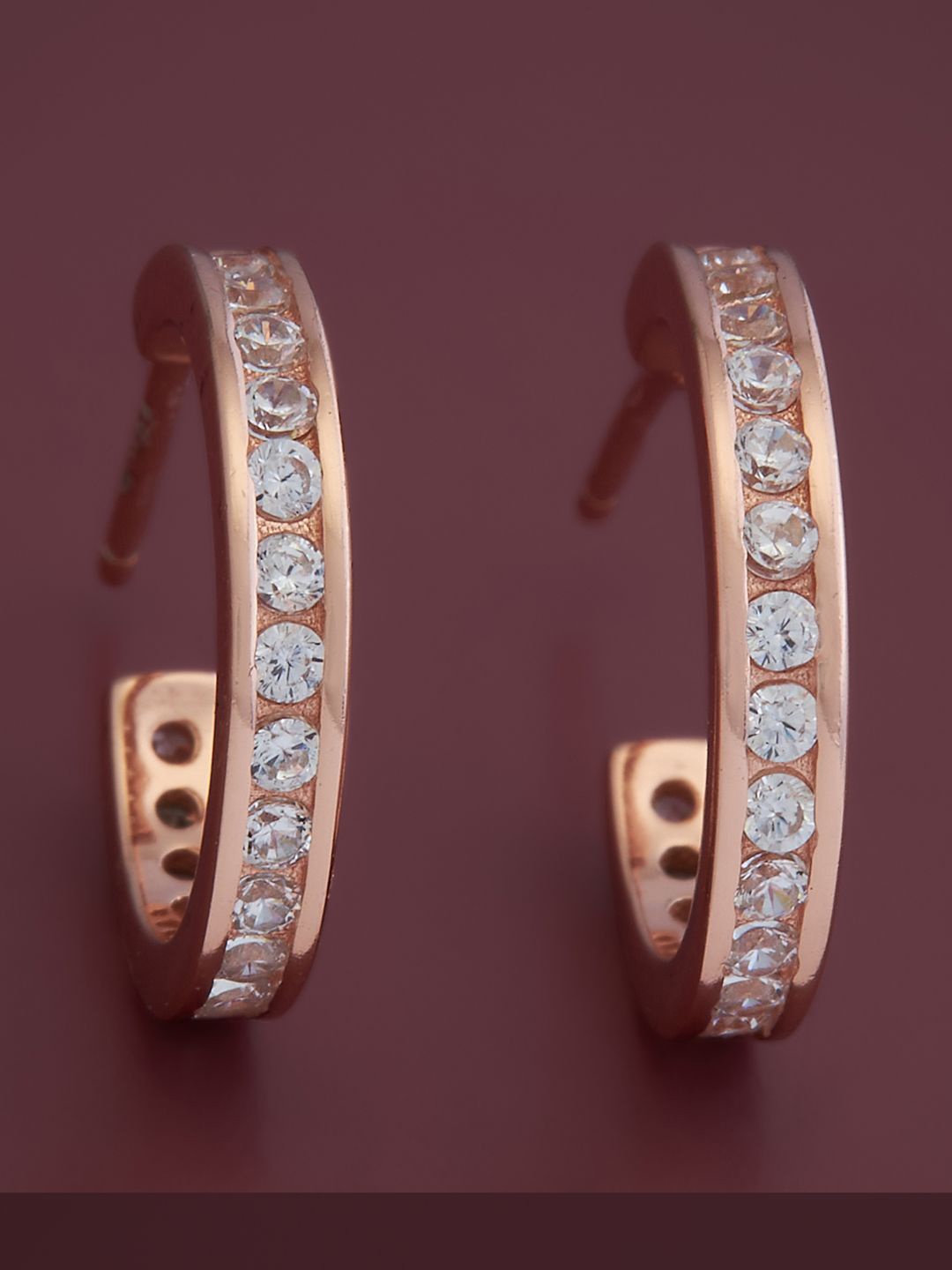 Kushal's Fashion Jewellery Sterling Silver CZ Rose Gold-Plated Half Hoop Earrings
Kushal's Fashion Jewellery Sterling Silver CZ Rose Gold-Plated Half Hoop Earrings