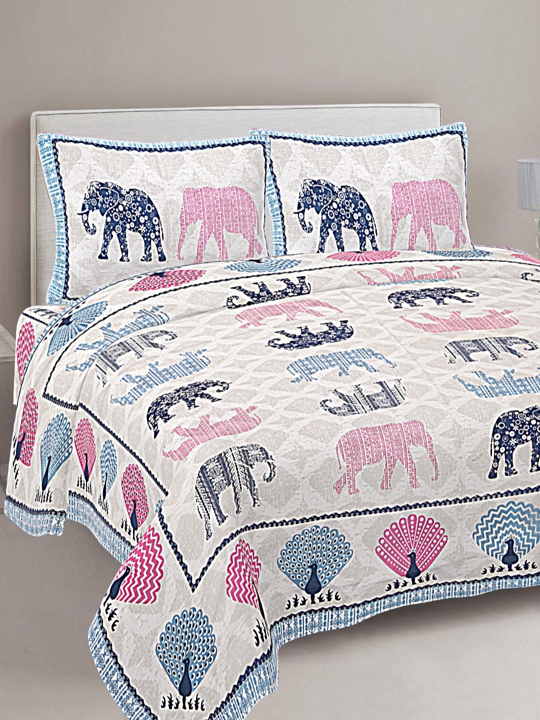 FrionKandy Living Blue & Pink Printed Cotton 180 TC King Bedsheet With 2 Pillow Covers
FrionKandy Living Blue & Pink Printed Cotton 180 TC King Bedsheet With 2 Pillow Covers