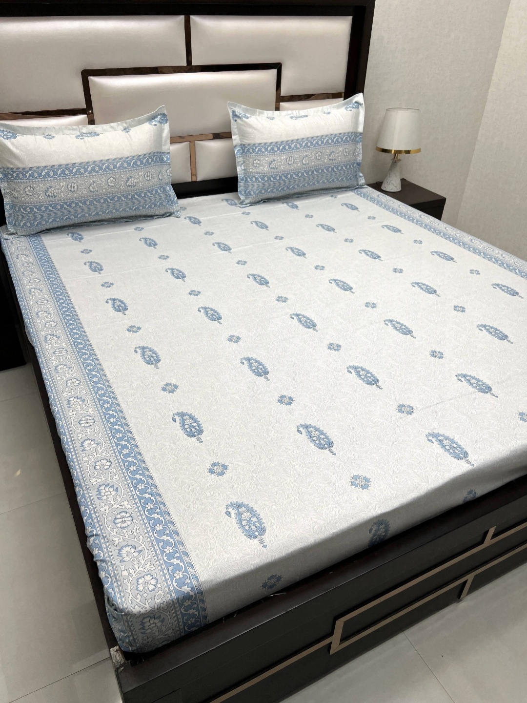 Pure Decor Royal Passion Blue Ethnic 300 TC Pure Cotton Queen Bedsheet & 2 Pillow Covers
Pure Decor Royal Passion Blue Ethnic 300 TC Pure Cotton Queen Bedsheet & 2 Pillow Covers