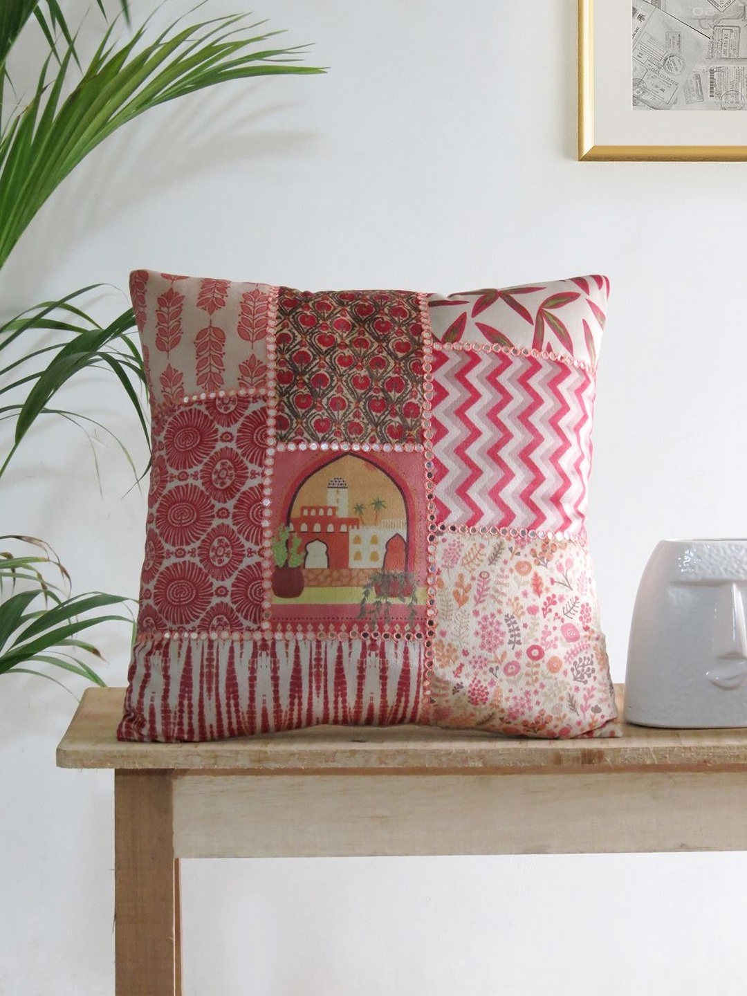 Mid July Home Pink & Off White Ethnic Motifs Mirror Work Velvet Square Cushion Covers
Mid July Home Pink & Off White Ethnic Motifs Mirror Work Velvet Square Cushion Covers