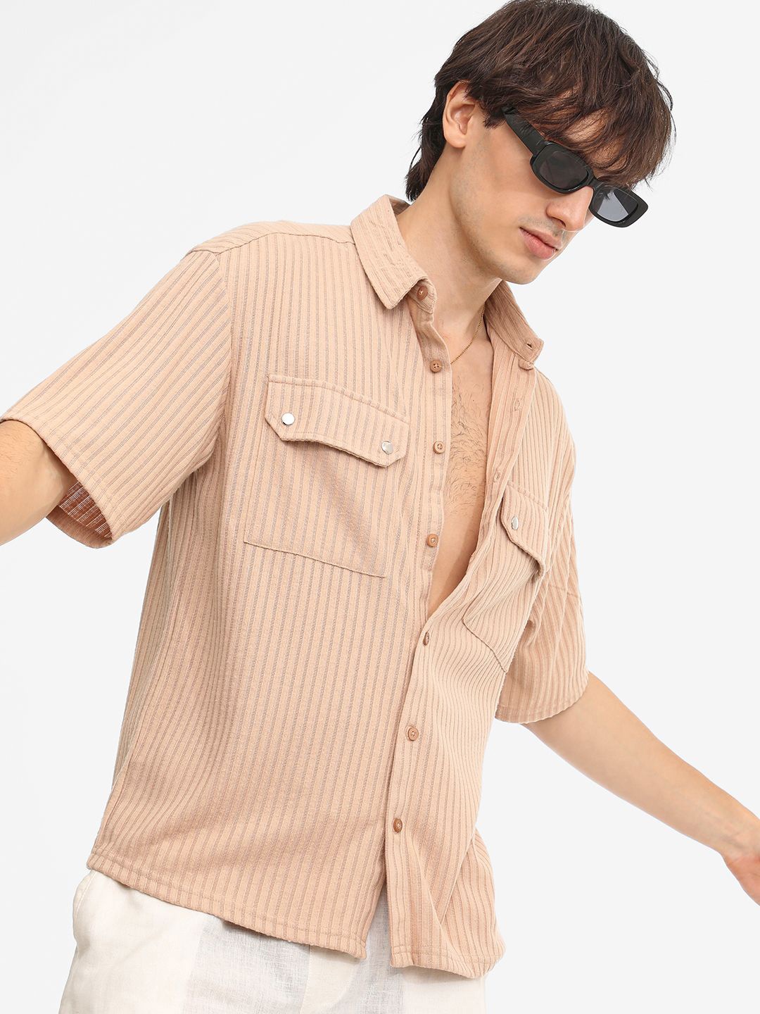 Campus Sutra Men Comfort Spread Collar Textured Cotton Oversized Casual Shirt, Beige
Campus Sutra Men Comfort Spread Collar Textured Cotton Oversized Casual Shirt, Beige