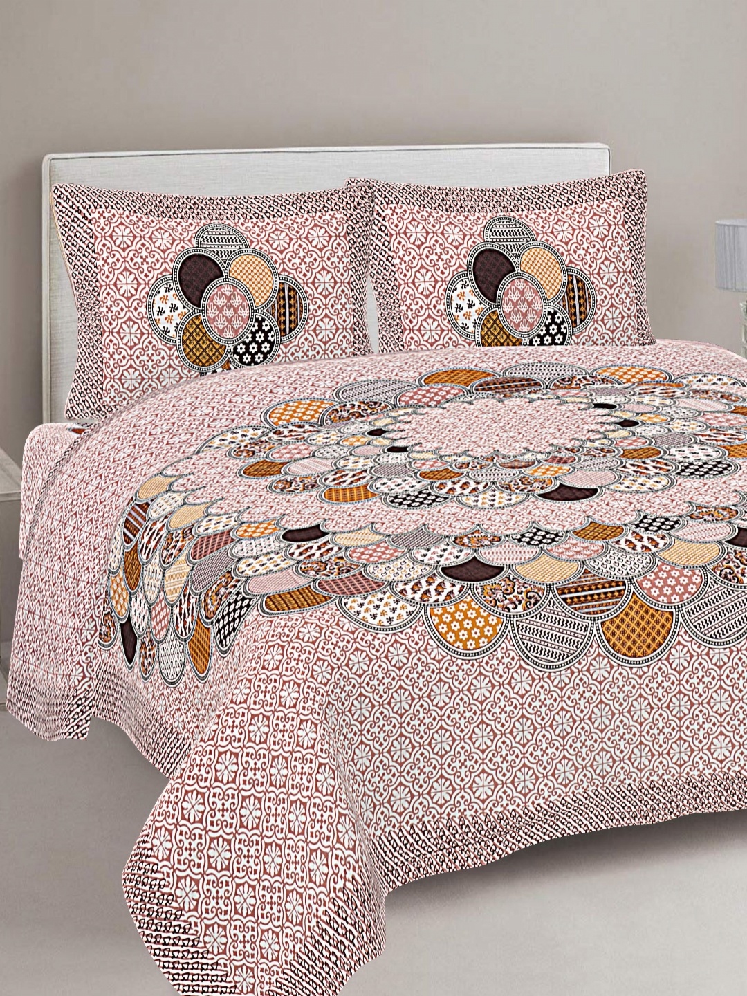 FrionKandy Living Brown & Yellow Printed Cotton 180 TC King Bedsheet With 2 Pillow Covers
FrionKandy Living Brown & Yellow Printed Cotton 180 TC King Bedsheet With 2 Pillow Covers