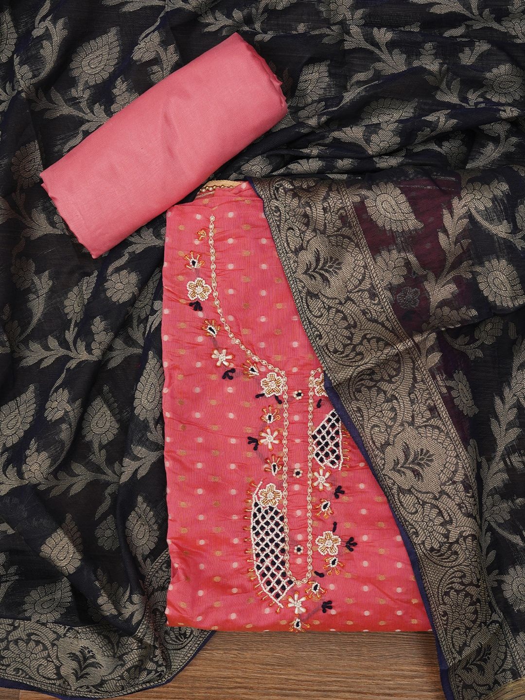 Jaipur Kurti Unstitched Zari Embellished Cotton Blend Dress Material with Dupatta, Pink
Jaipur Kurti Unstitched Zari Embellished Cotton Blend Dress Material with Dupatta, Pink