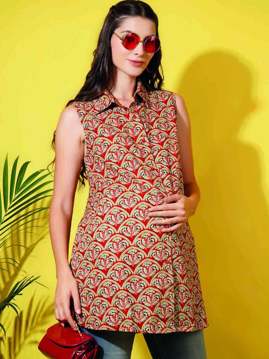 angloindu Women Spread Collar Floral Printed Cotton Relaxed Fit Maternity Shirt, Red
angloindu Women Spread Collar Floral Printed Cotton Relaxed Fit Maternity Shirt, Red
