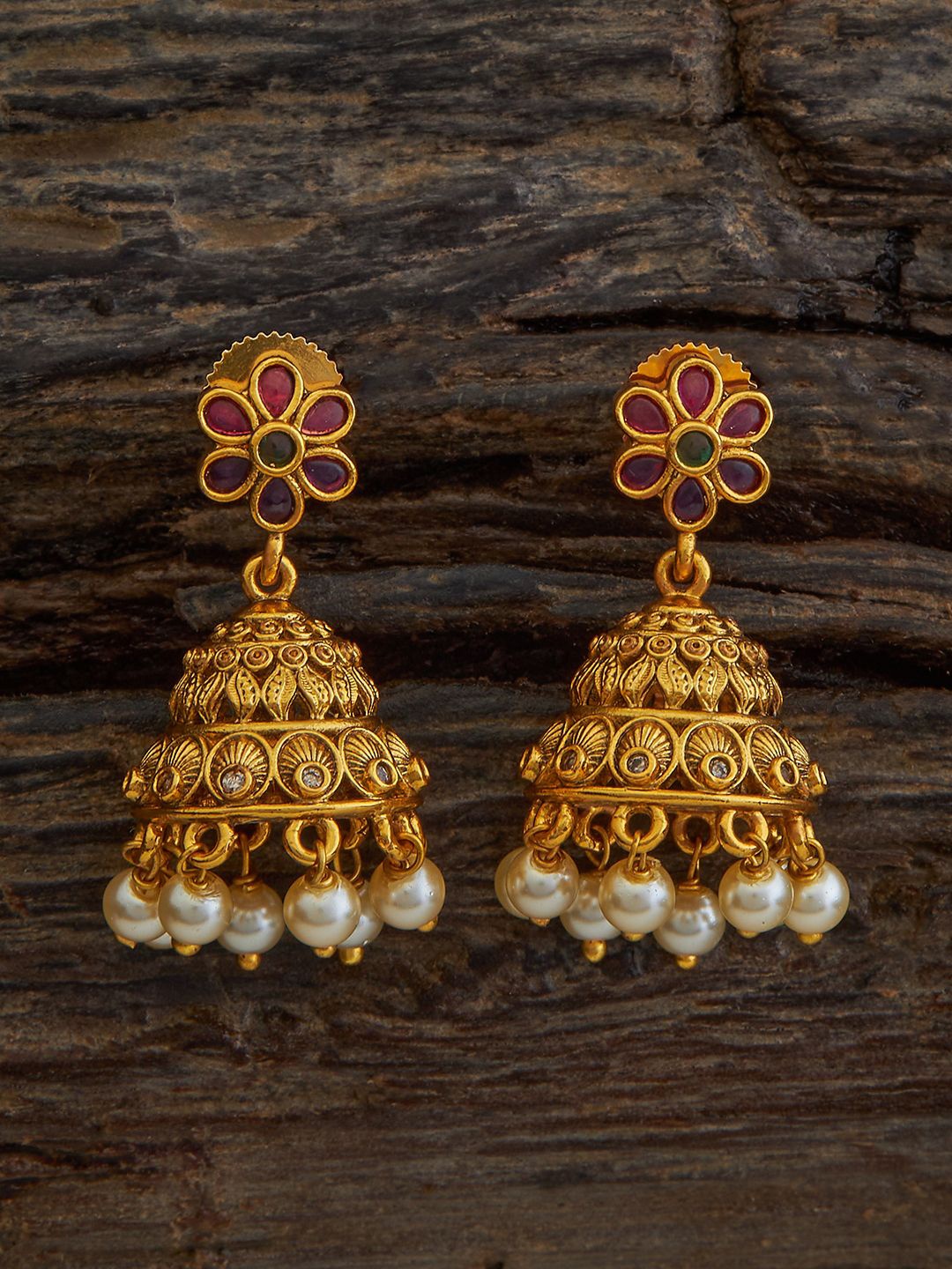 Kushal's Fashion Jewellery Gold-Plated Dome Shaped Artificial Beads Antique Jhumkas
Kushal's Fashion Jewellery Gold-Plated Dome Shaped Artificial Beads Antique Jhumkas