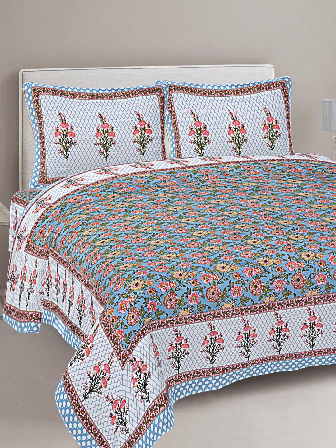 FrionKandy Living Blue & White Printed Cotton 180 TC King Bedsheet With 2 Pillow Covers
FrionKandy Living Blue & White Printed Cotton 180 TC King Bedsheet With 2 Pillow Covers