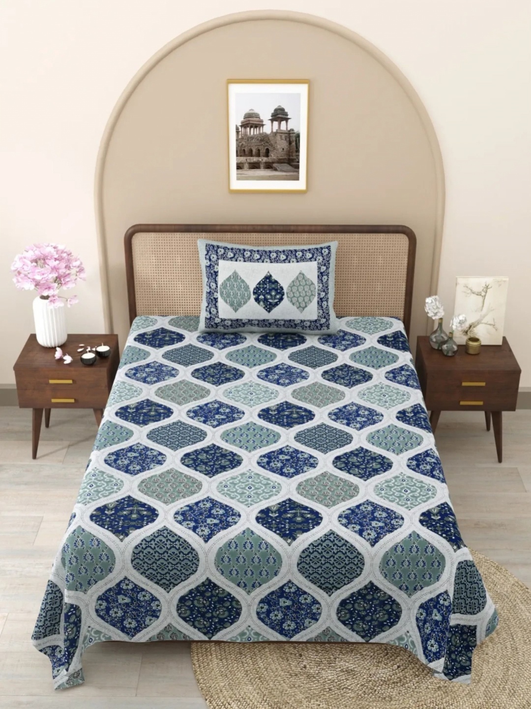 LIVING ROOTS Blue & White Ethnic Motifs Cotton 144 TC Single Bedsheet with 1 Pillow Cover
LIVING ROOTS Blue & White Ethnic Motifs Cotton 144 TC Single Bedsheet with 1 Pillow Cover