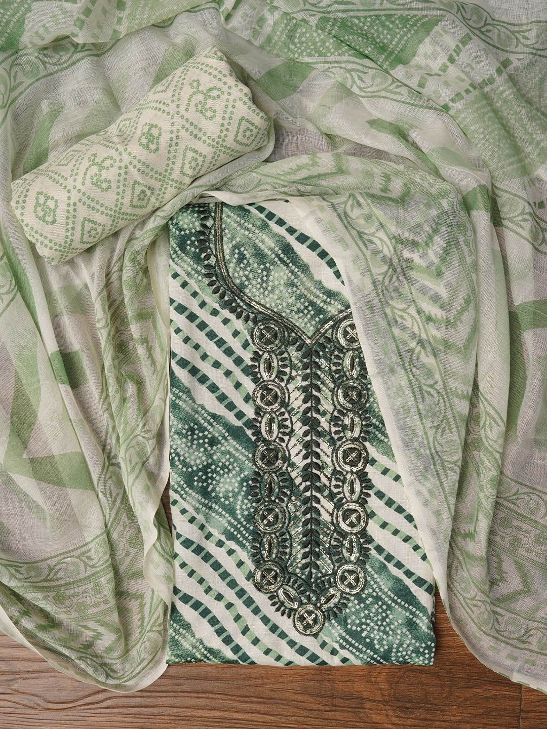 Jaipur Kurti Unstitched Cotton Bandhani Printed Dress Material With Dupatta, Sea green
Jaipur Kurti Unstitched Cotton Bandhani Printed Dress Material With Dupatta, Sea green
