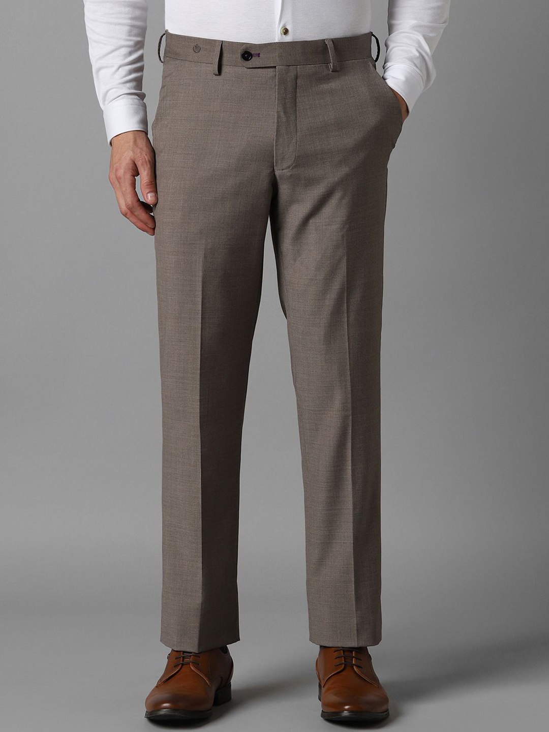 Luxure by Louis Philippe Men Slim Fit Textured Flat Front Formal Trousers, Brown
Luxure by Louis Philippe Men Slim Fit Textured Flat Front Formal Trousers, Brown