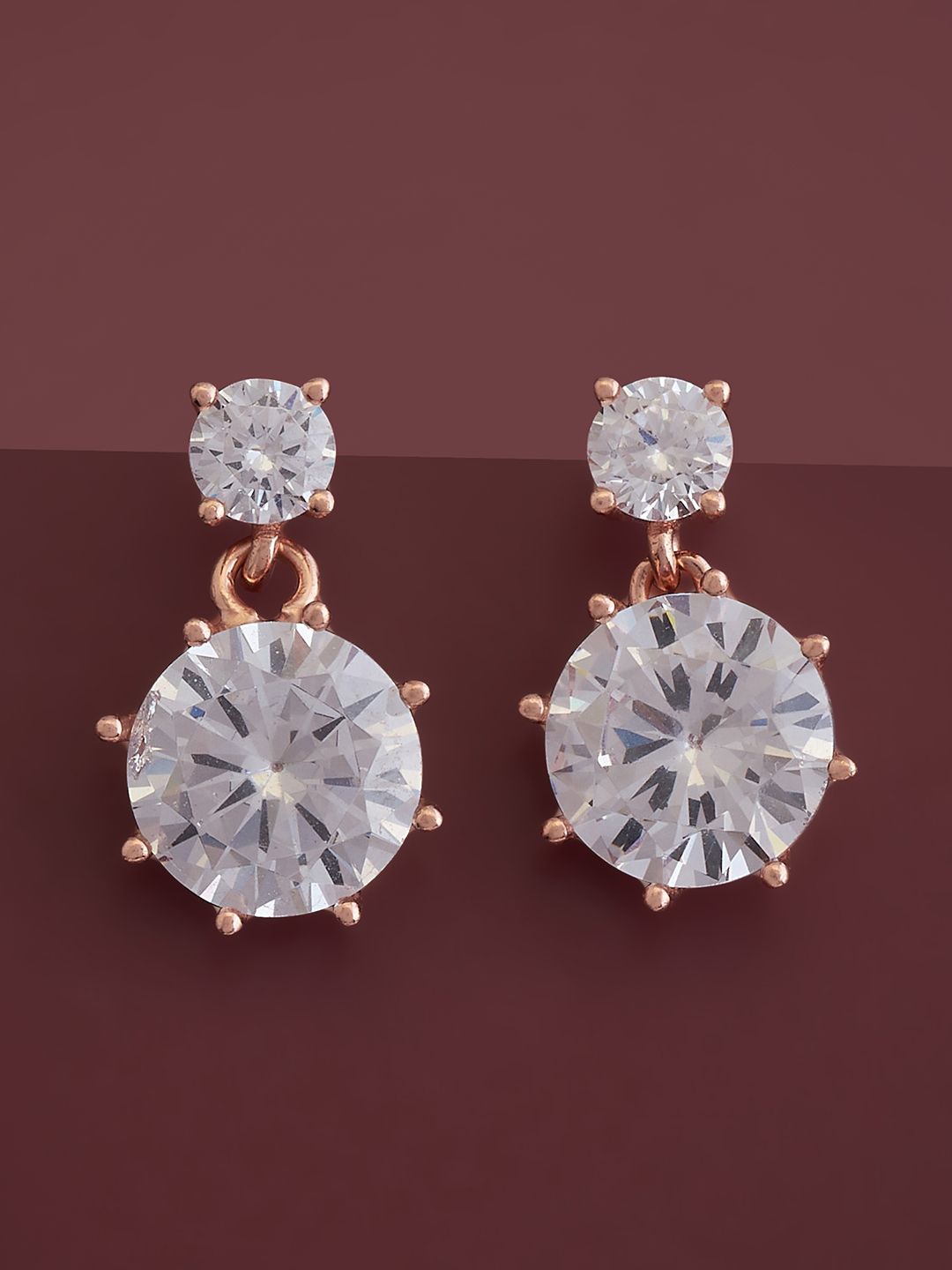 Kushal's Fashion Jewellery 92.5 Pure Silver Rose Gold-Plated CZ Studded Drop Earrings
Kushal's Fashion Jewellery 92.5 Pure Silver Rose Gold-Plated CZ Studded Drop Earrings