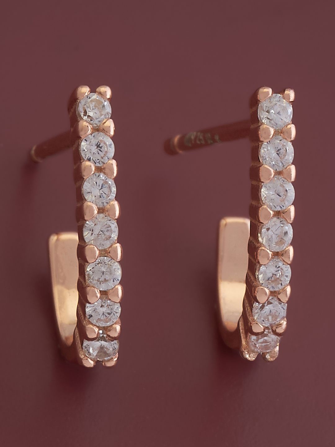 Kushal's Fashion Jewellery Rose Gold Plating 92.5 Pure Silver Studded Half Hoop Earrings, White
Kushal's Fashion Jewellery Rose Gold Plating 92.5 Pure Silver Studded Half Hoop Earrings, White