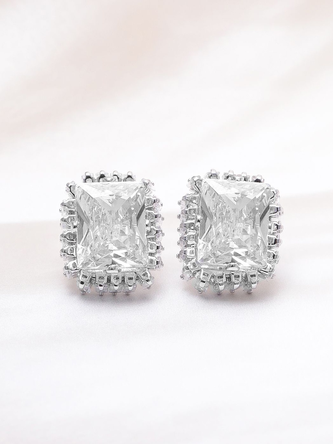Rubans Rhodium-Plated Statement Stud Earrings with Large Princess-Cut Cubic Zirconia, Silver
Rubans Rhodium-Plated Statement Stud Earrings with Large Princess-Cut Cubic Zirconia, Silver
