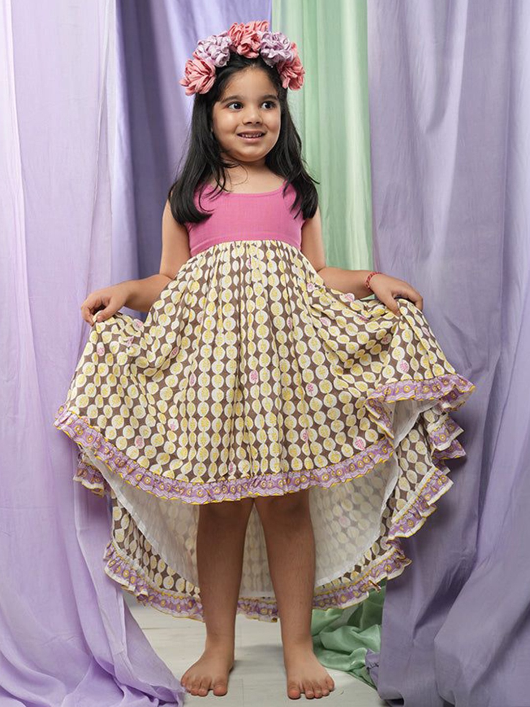 LOVE THE WORLD TODAY Girls Floral Printed Pure Cotton Fit & Flare Maxi Dress, Yellow
LOVE THE WORLD TODAY Girls Floral Printed Pure Cotton Fit & Flare Maxi Dress, Yellow