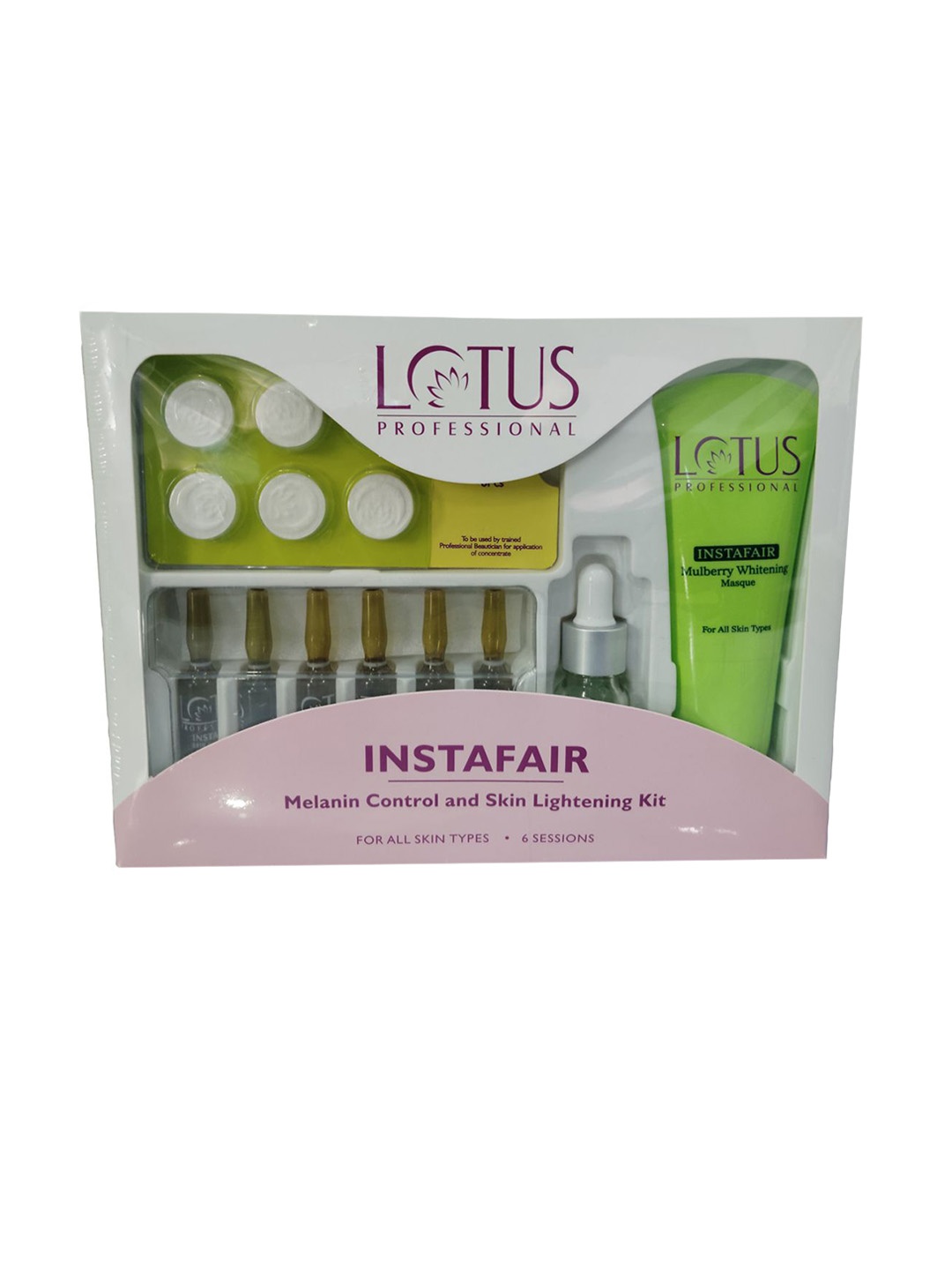 Lotus Professional InstaFair 6 Sessions Melanin Control & Skin Lightening Kit, Green
Lotus Professional InstaFair 6 Sessions Melanin Control & Skin Lightening Kit, Green