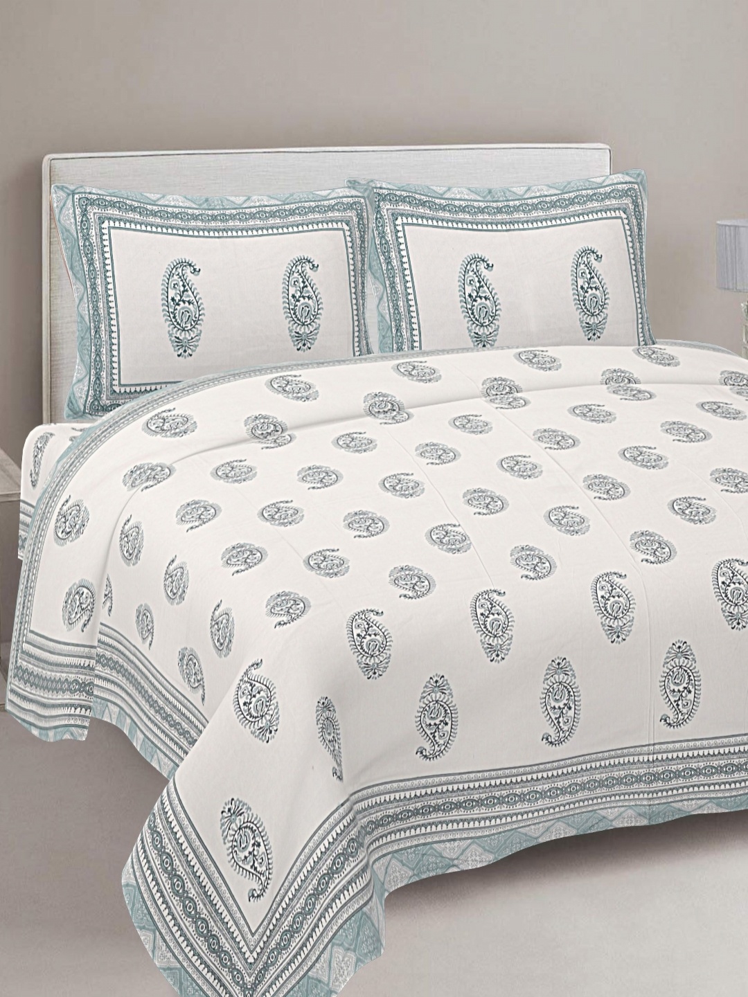 FrionKandy Living Grey & White Printed Cotton 180 TC King Bedsheet With 2 Pillow Covers
FrionKandy Living Grey & White Printed Cotton 180 TC King Bedsheet With 2 Pillow Covers
