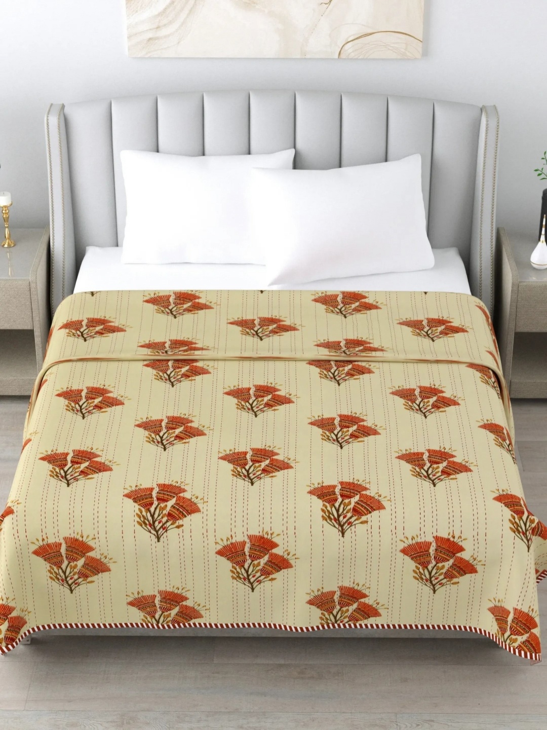 LIVING ROOTS Beige Floral Printed AC Room 210 GSM Reversible Cotton Double Bed Dohar, Orange
LIVING ROOTS Beige Floral Printed AC Room 210 GSM Reversible Cotton Double Bed Dohar, Orange