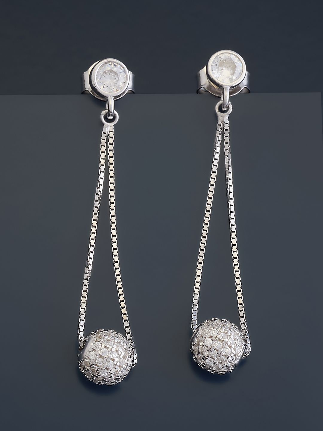 Kushal's Fashion Jewellery Sterling Silver Cubic Zirconia Rhodium-Plated Drop Earrings
Kushal's Fashion Jewellery Sterling Silver Cubic Zirconia Rhodium-Plated Drop Earrings