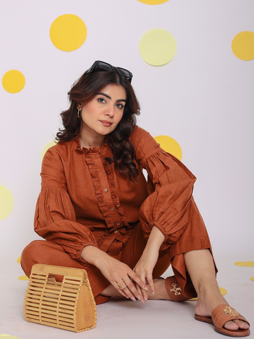 KAORI BY SHREYA AGARWAL Women Modern Mandarin Collar Solid Linen Casual Shirt, Brown
KAORI BY SHREYA AGARWAL Women Modern Mandarin Collar Solid Linen Casual Shirt, Brown
