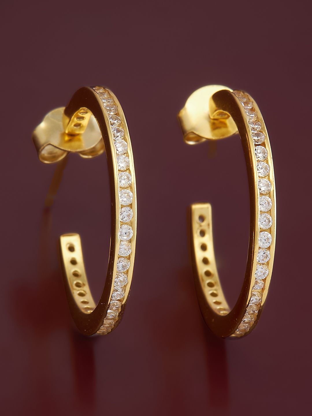 Kushal's Fashion Jewellery Sterling Silver Cubic Zirconia Gold-Plated Half Hoop Earrings
Kushal's Fashion Jewellery Sterling Silver Cubic Zirconia Gold-Plated Half Hoop Earrings