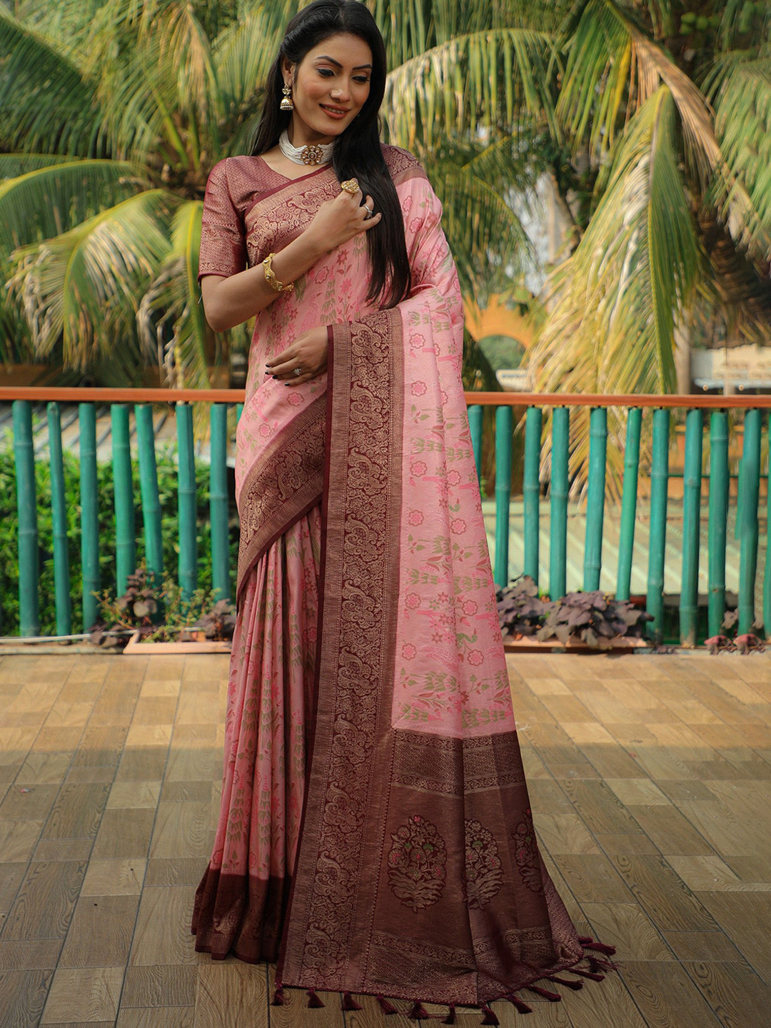 Anaita Woven Design Zari Pure Silk Kanjeevaram Saree, Pink
Anaita Woven Design Zari Pure Silk Kanjeevaram Saree, Pink
