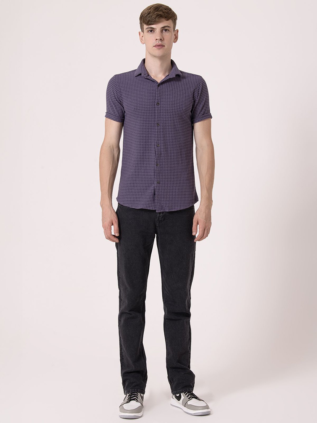 Albion By CnM Men Spread Collar Textured Polycotton Casual Shirt, Purple
Albion By CnM Men Spread Collar Textured Polycotton Casual Shirt, Purple