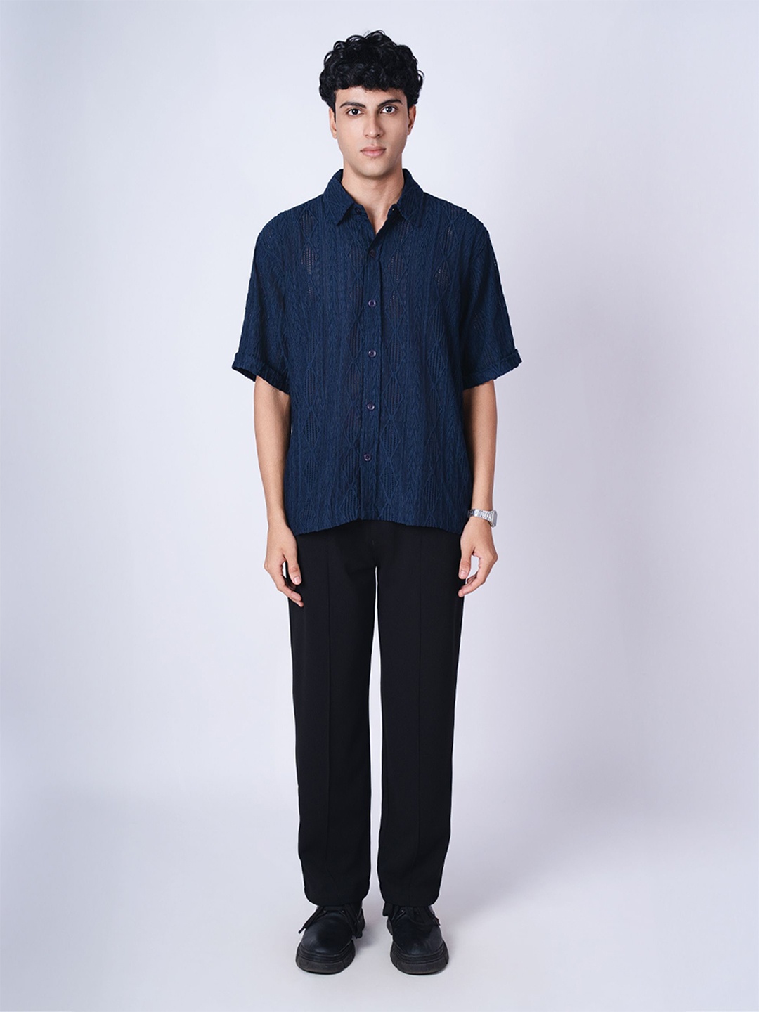 HOP HEAD Unisex Relaxed Spread Collar Textured Polycotton Relaxed Fit Casual Shirt, Navy blue
HOP HEAD Unisex Relaxed Spread Collar Textured Polycotton Relaxed Fit Casual Shirt, Navy blue