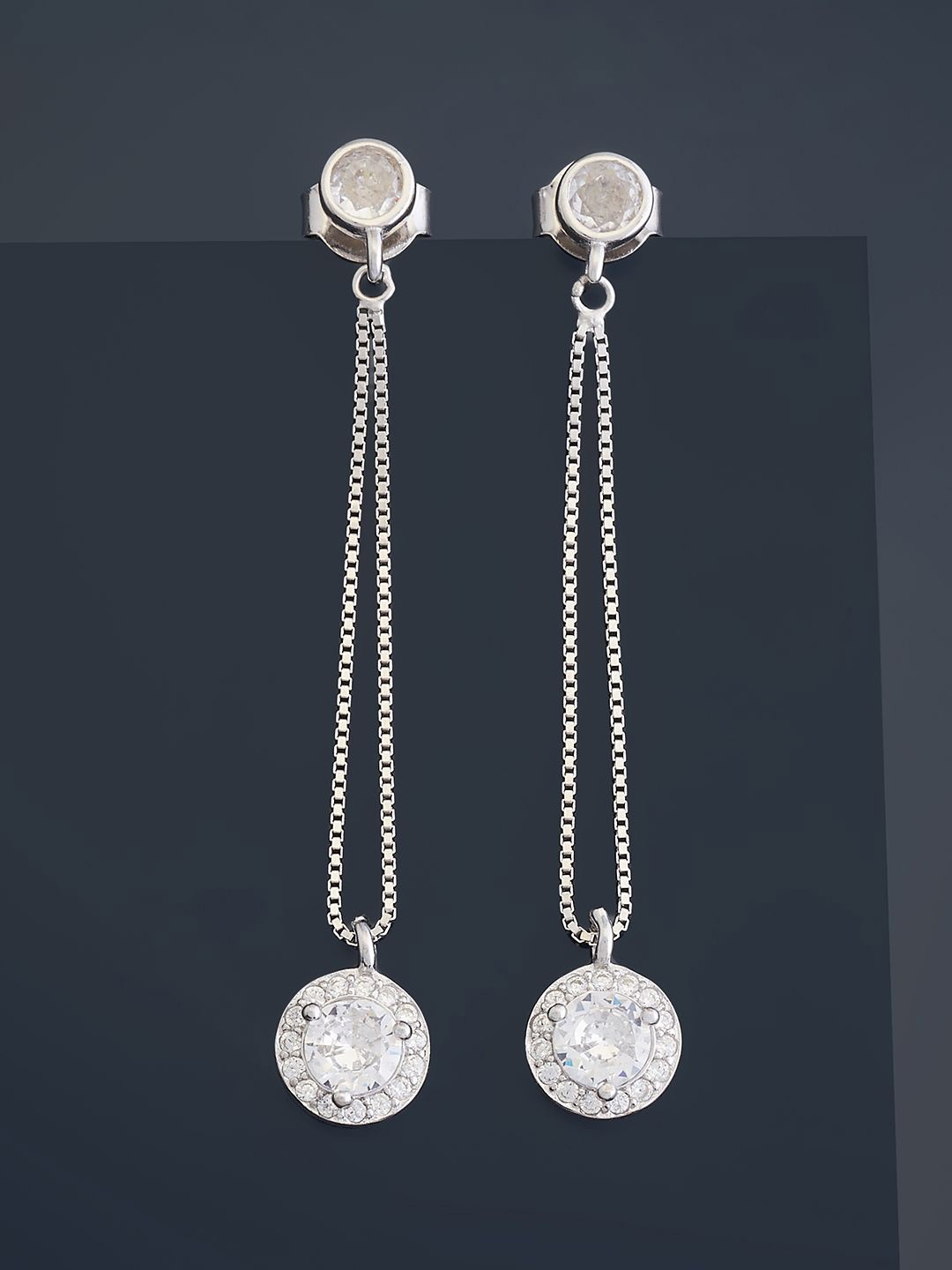 Kushal's Fashion Jewellery Sterling Silver Cubic Zirconia Rhodium-Plated Drop Earrings
Kushal's Fashion Jewellery Sterling Silver Cubic Zirconia Rhodium-Plated Drop Earrings