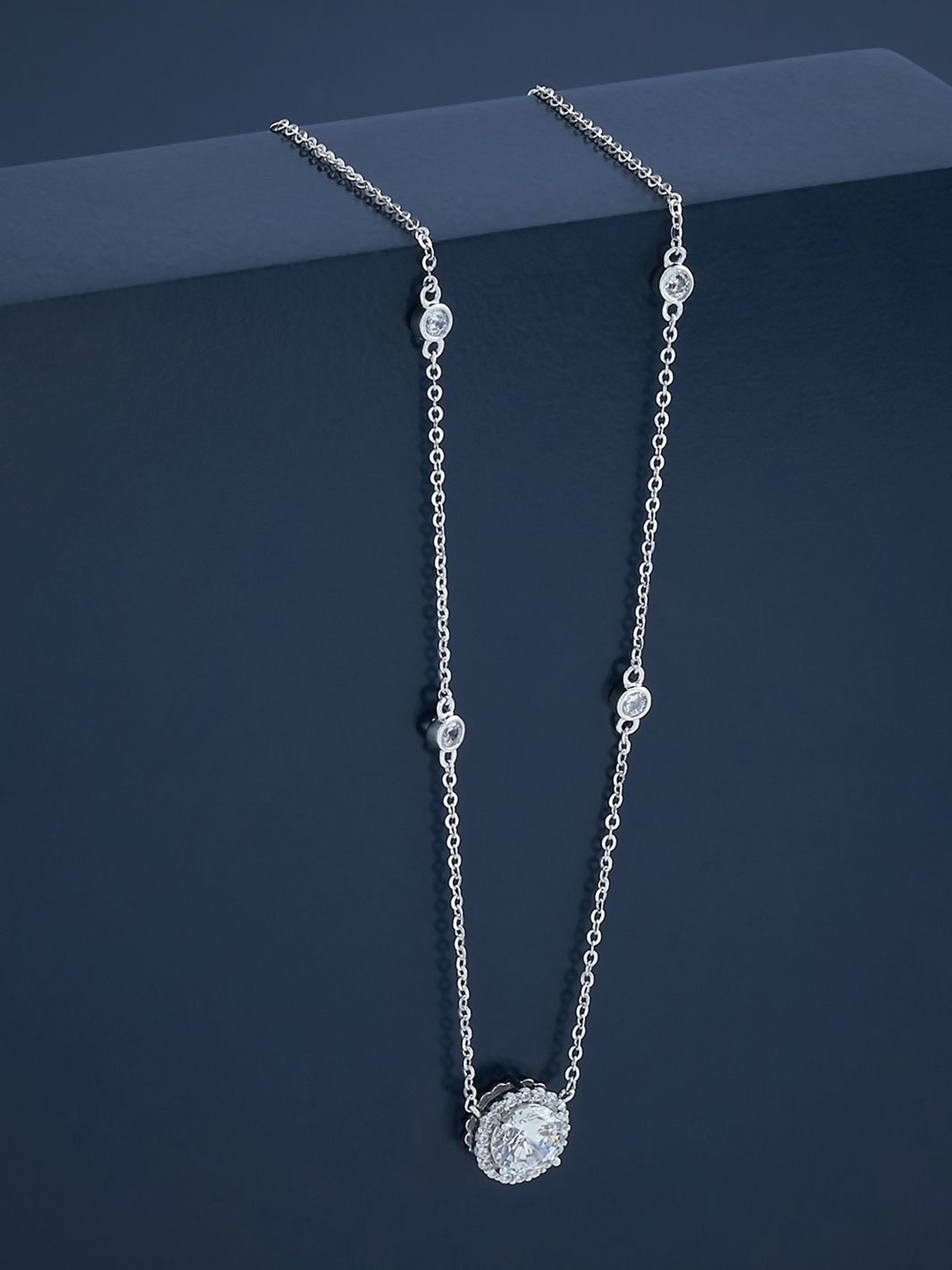 Kushal's Fashion Jewellery 92.5 Pure Silver Rhodium-Plated Cubic Zirconia Studded Chain
Kushal's Fashion Jewellery 92.5 Pure Silver Rhodium-Plated Cubic Zirconia Studded Chain