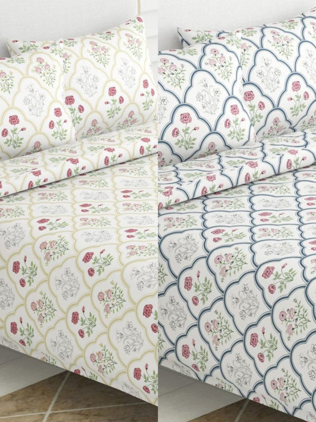 haus & kinder White & Blue Printed Pure Cotton 186 TC 2 King Bedsheet with 4 Pillow Covers
haus & kinder White & Blue Printed Pure Cotton 186 TC 2 King Bedsheet with 4 Pillow Covers
