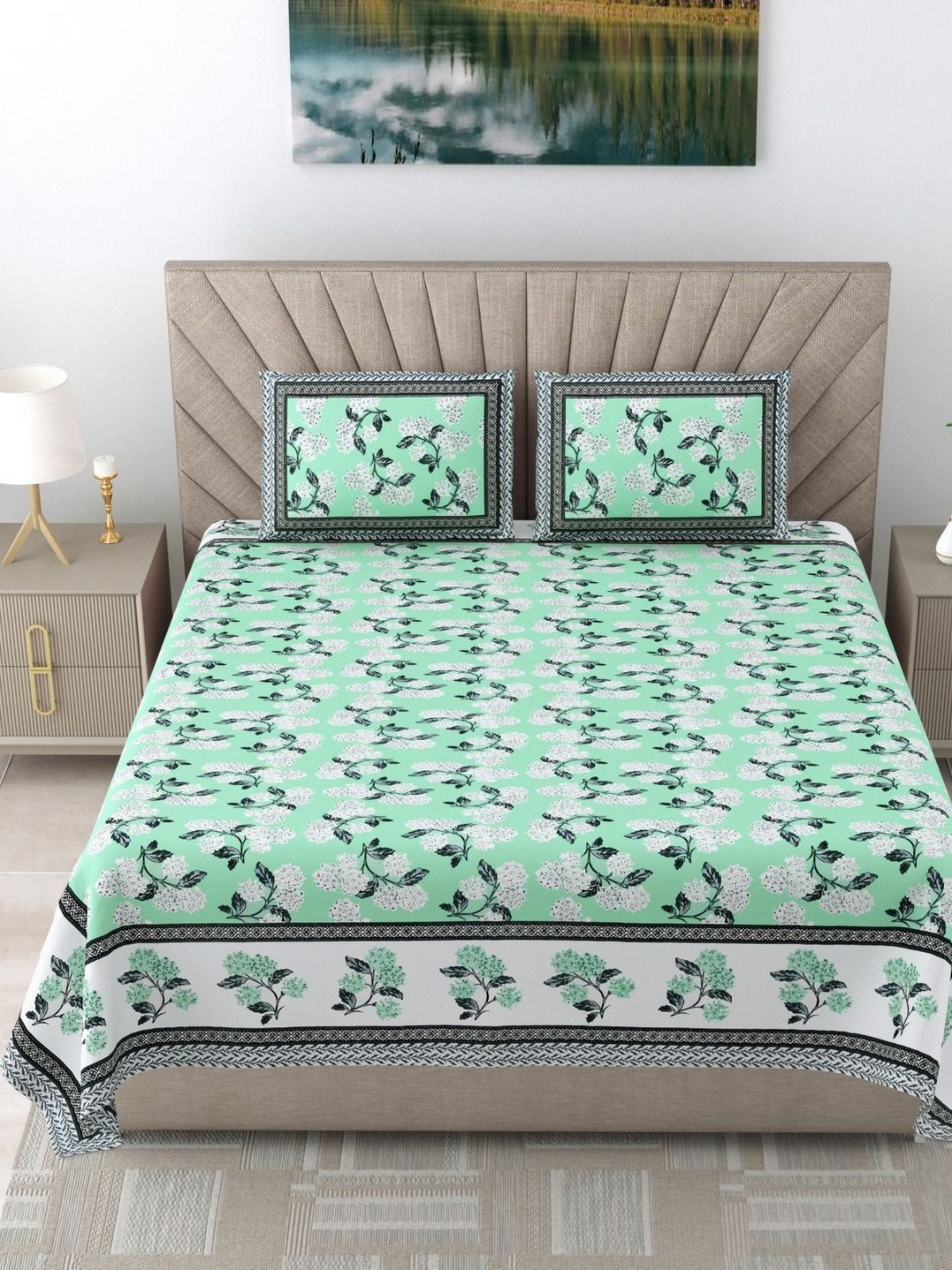 SHOOLIN Green Ethnic Motifs Printed 160 TC Cotton Super King Bedsheet & 2 Pillow Covers
SHOOLIN Green Ethnic Motifs Printed 160 TC Cotton Super King Bedsheet & 2 Pillow Covers