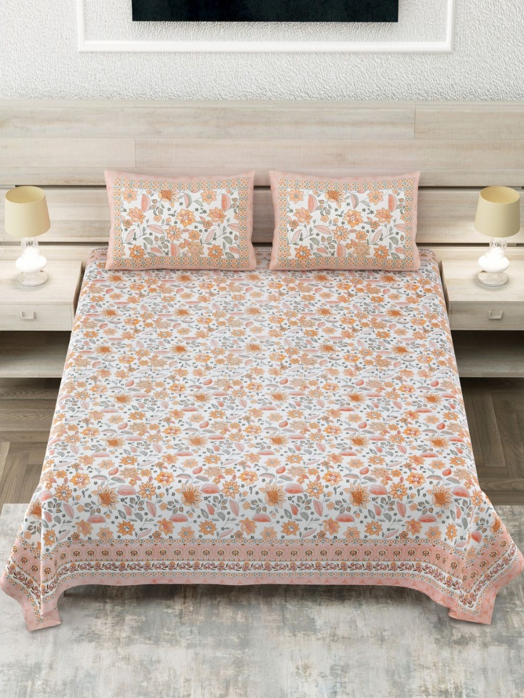 SHOOLIN Orange Ethnic Motifs Printed 160 TC Cotton Super King Bedsheet & 2 Pillow Covers
SHOOLIN Orange Ethnic Motifs Printed 160 TC Cotton Super King Bedsheet & 2 Pillow Covers