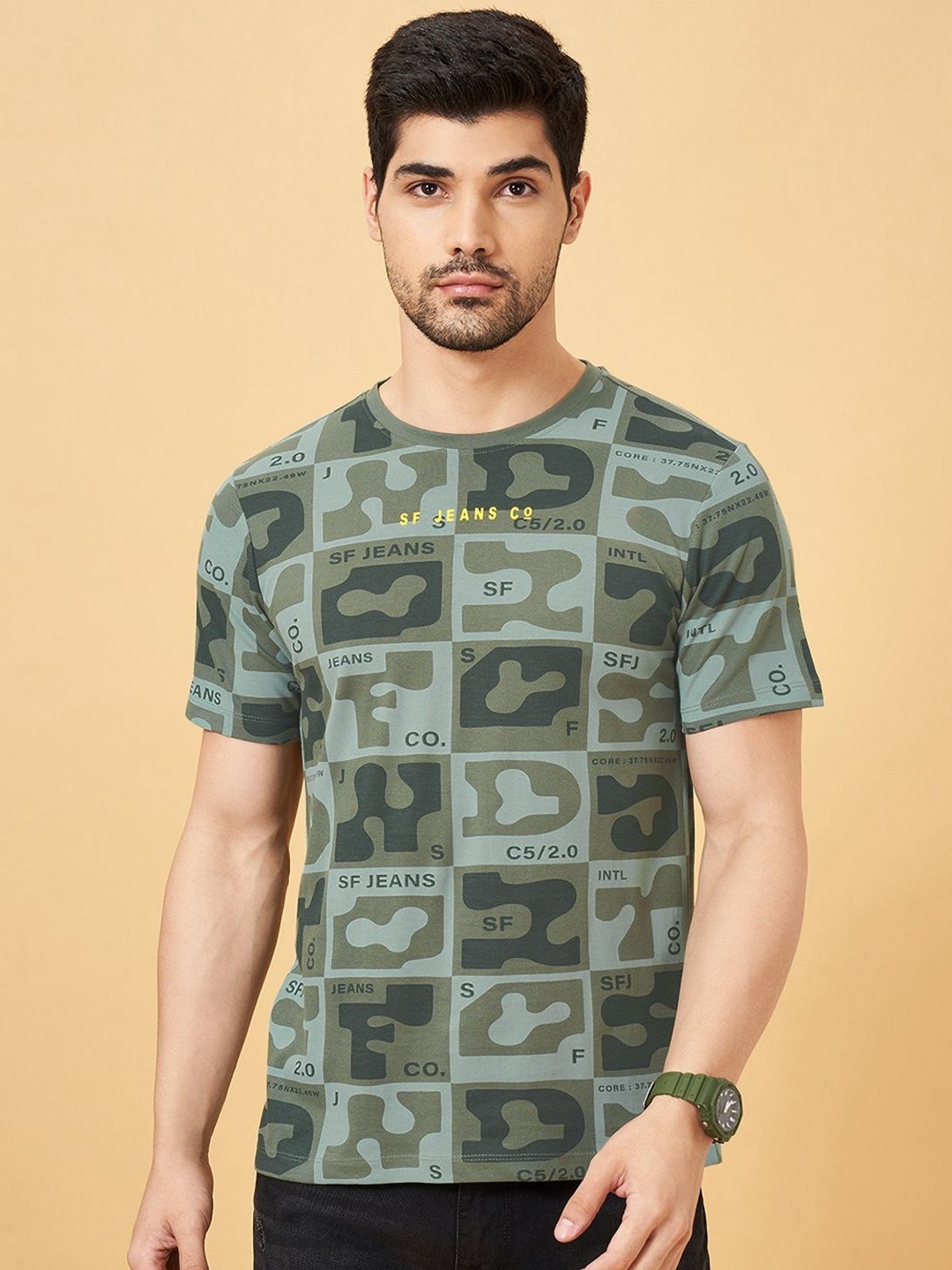 SF JEANS by Pantaloons Men Typography Printed Round Neck Cotton Slim Fit T-Shirt, Green
SF JEANS by Pantaloons Men Typography Printed Round Neck Cotton Slim Fit T-Shirt, Green