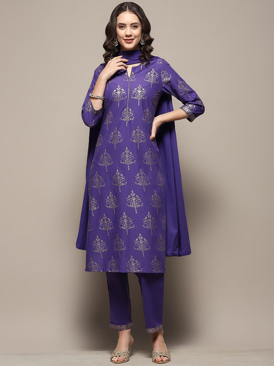 Biba Floral Woven Design Notched Neck Pure Cotton Straight Kurta With Trousers & Dupatta, Purple
Biba Floral Woven Design Notched Neck Pure Cotton Straight Kurta With Trousers & Dupatta, Purple