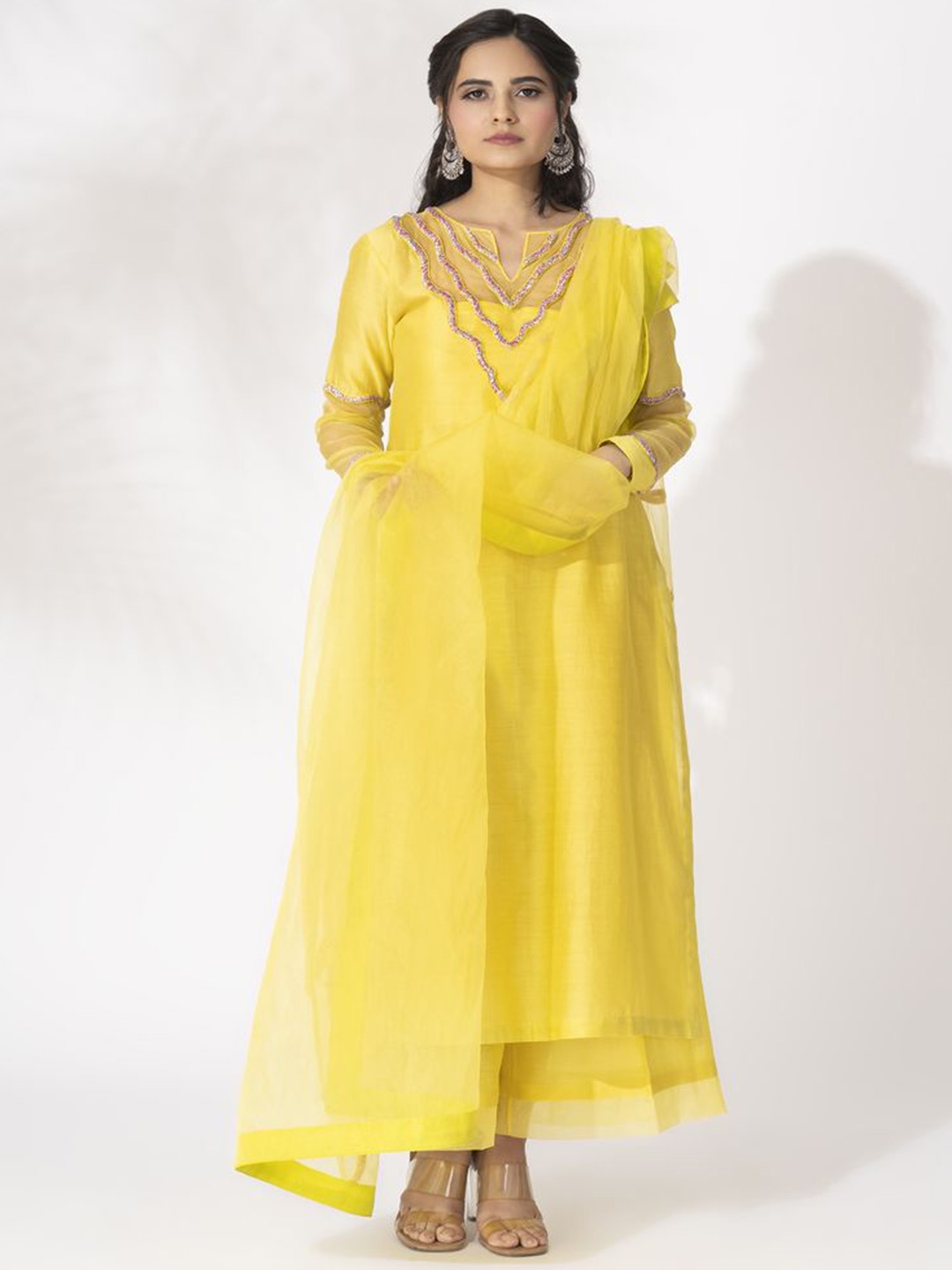 The Aarya Geometric Yoke Design Thread Work Straight Kurta With Palazzos & Dupatta, Yellow
The Aarya Geometric Yoke Design Thread Work Straight Kurta With Palazzos & Dupatta, Yellow