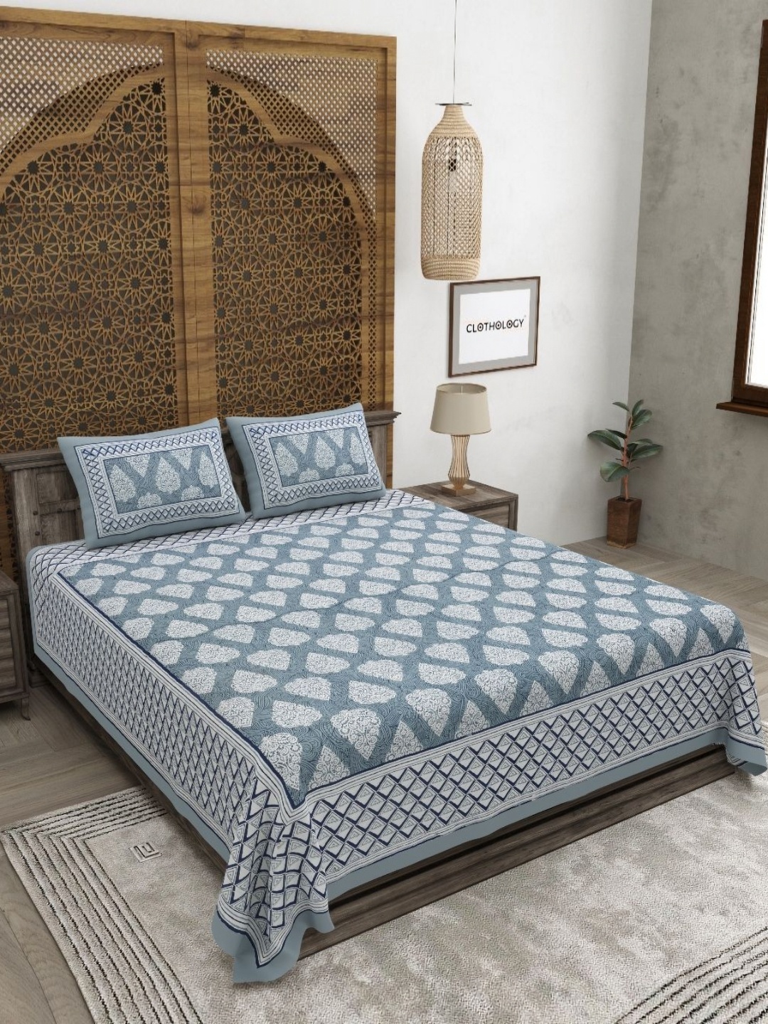 CLOTHOLOGY Blue & White Ethnic Motifs 180 TC Cotton King Bedsheet with 2 Pillow Covers
CLOTHOLOGY Blue & White Ethnic Motifs 180 TC Cotton King Bedsheet with 2 Pillow Covers
