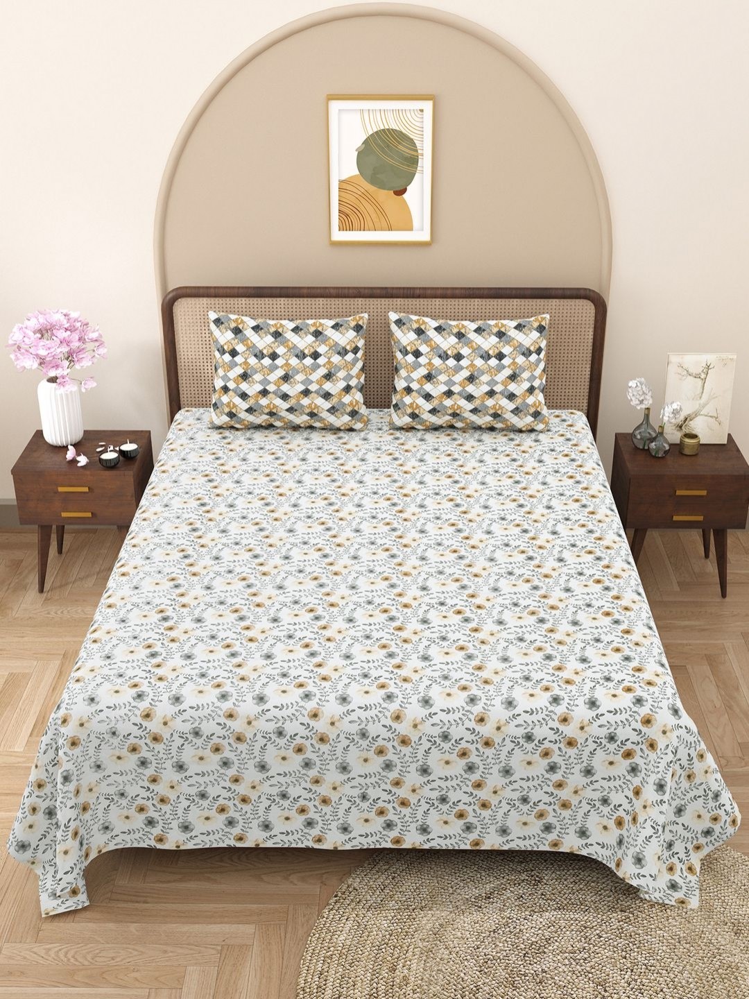 Aura Brown & White Bella Casa Floral 180TC Cotton Queen Double Bedsheet & 2 Pillow Covers
Aura Brown & White Bella Casa Floral 180TC Cotton Queen Double Bedsheet & 2 Pillow Covers