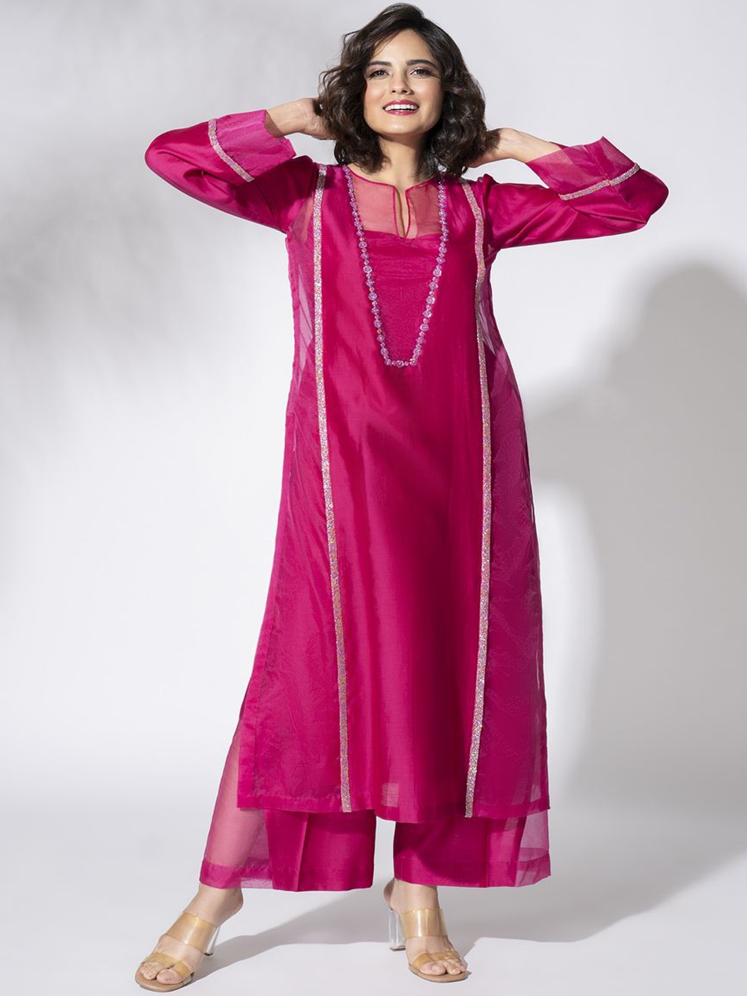 The Aarya Floral Embroidered Zardozi Chanderi Cotton Kurta with Palazzos & Dupatta, Pink
The Aarya Floral Embroidered Zardozi Chanderi Cotton Kurta with Palazzos & Dupatta, Pink