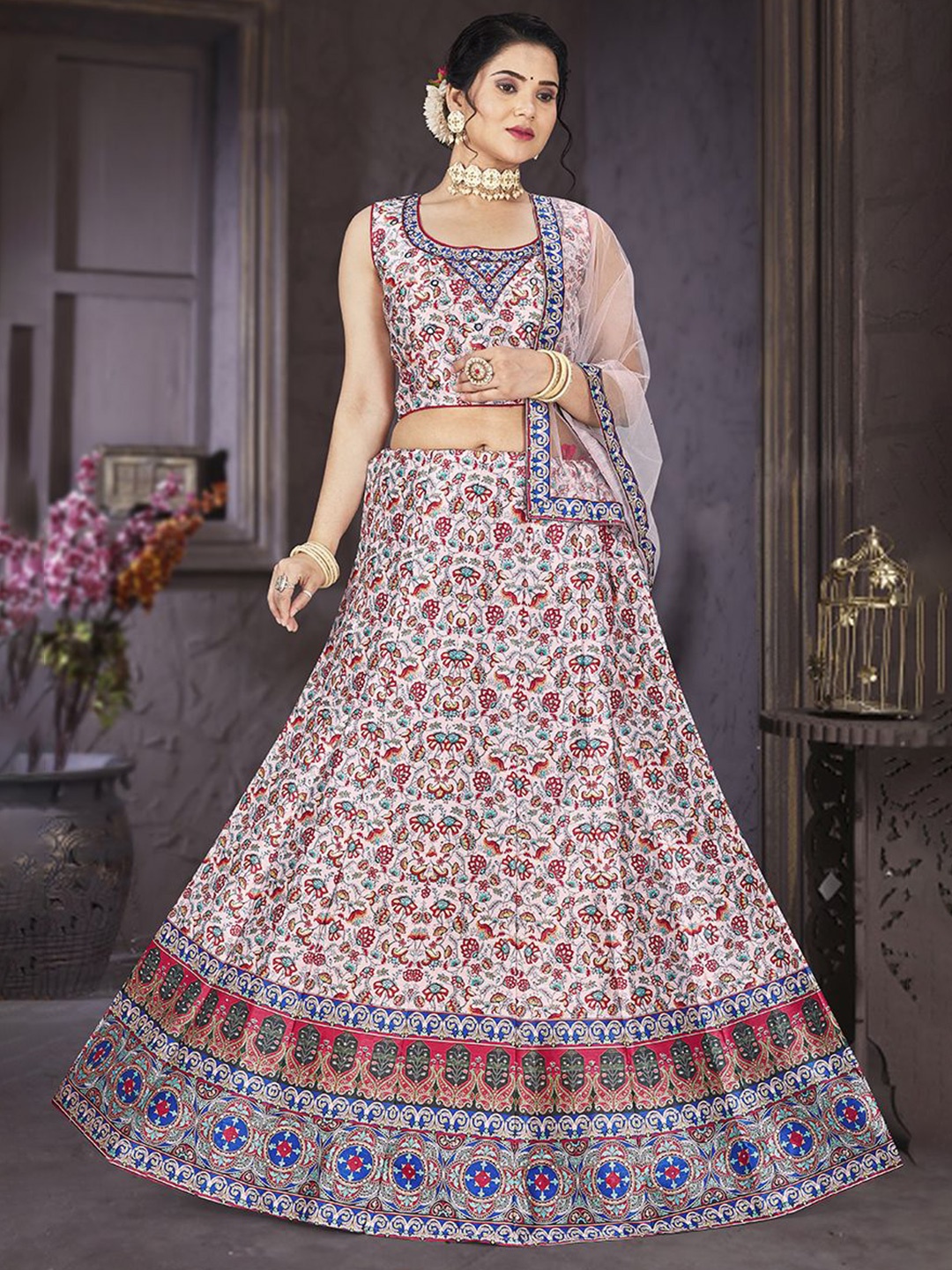 EthnicTree Printed Beads and Stones Ready to Wear Lehenga & Blouse With Dupatta, Pink
EthnicTree Printed Beads and Stones Ready to Wear Lehenga & Blouse With Dupatta, Pink