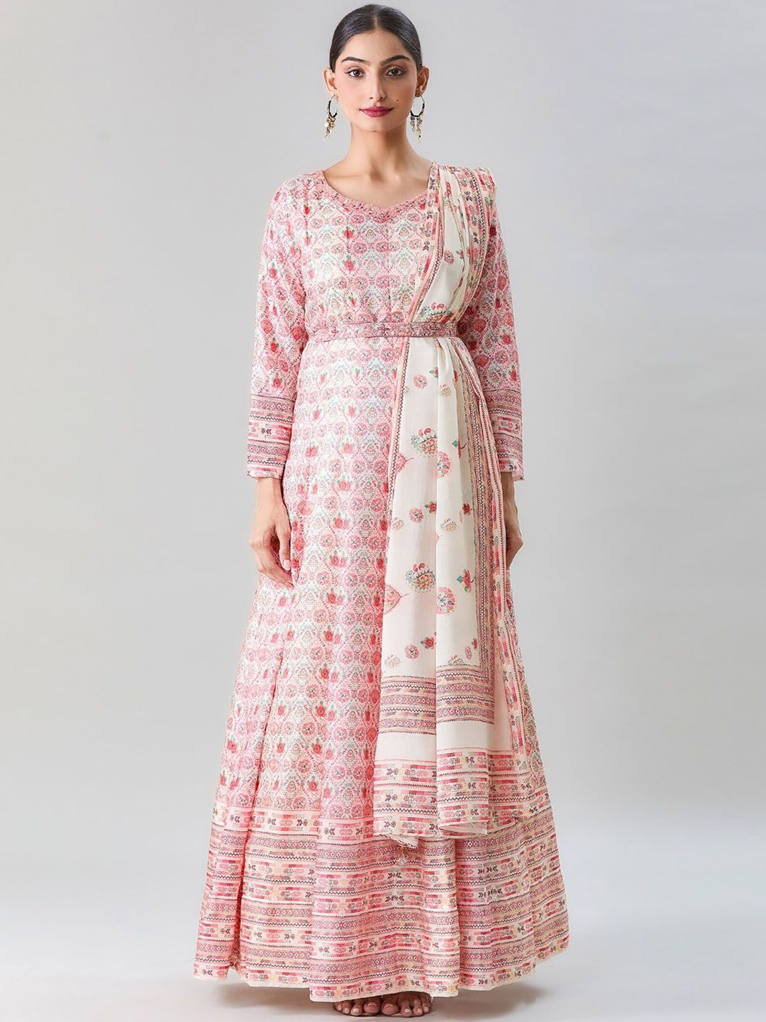 Meena Bazaar Women Ethnic Motifs Printed Empire Sequinned Kurta with Churidar & With Dupatta, Peach
Meena Bazaar Women Ethnic Motifs Printed Empire Sequinned Kurta with Churidar & With Dupatta, Peach
