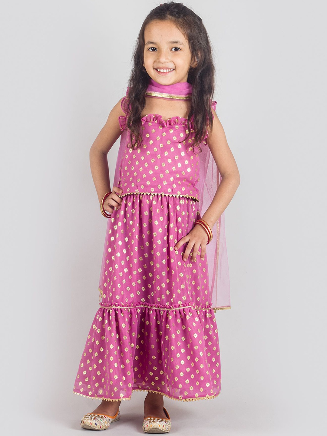 Tangerine Closet Girls Printed Square Neck Peplum Top With Sharara & Dupatta, Mauve
Tangerine Closet Girls Printed Square Neck Peplum Top With Sharara & Dupatta, Mauve