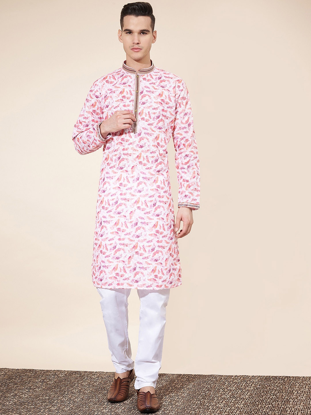 BERISTON Geometric Digital Printed Thread Work Pure Cotton Straight Kurta with Trousers, Pink
BERISTON Geometric Digital Printed Thread Work Pure Cotton Straight Kurta with Trousers, Pink
