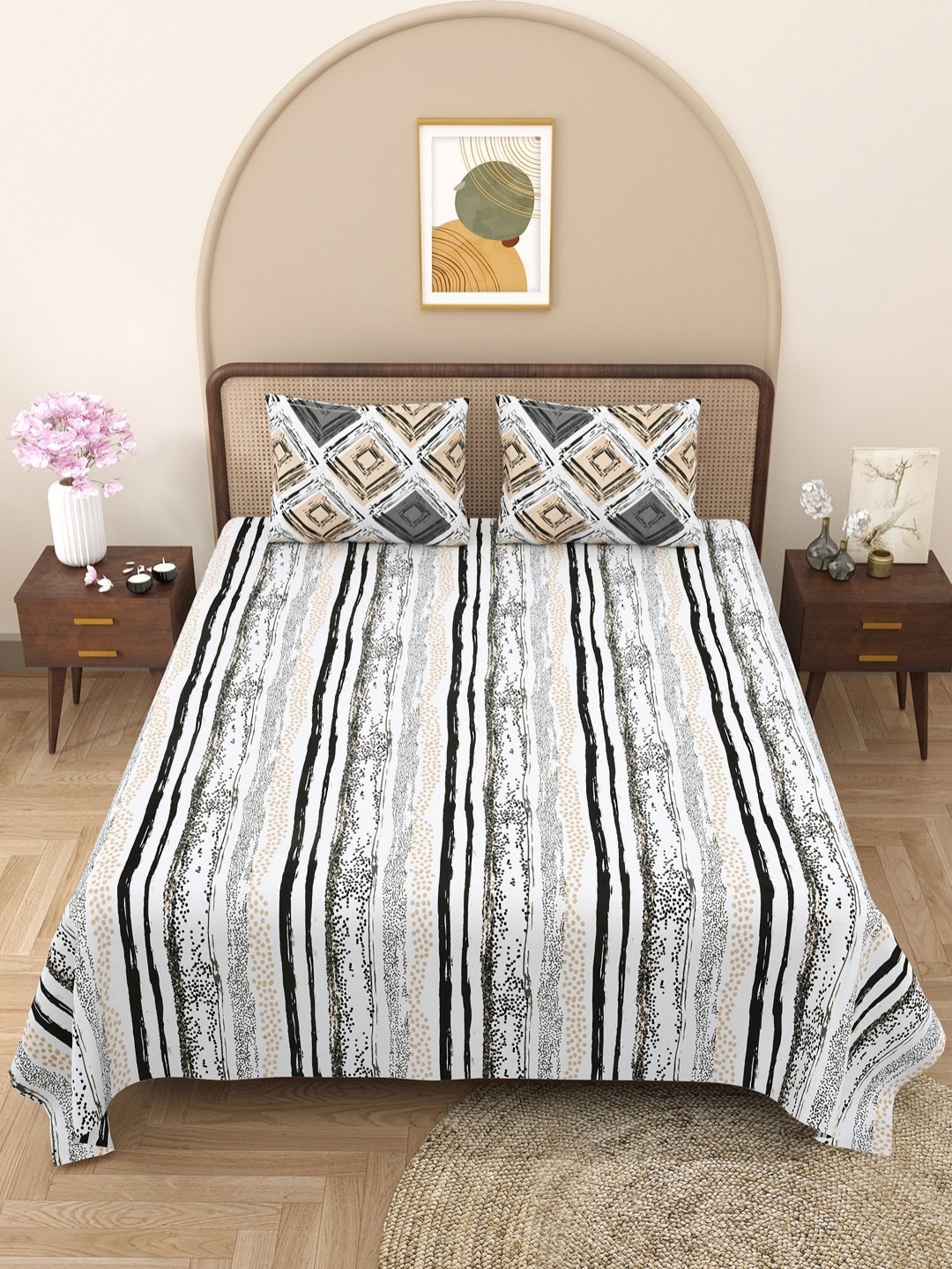Aura Grey & White Bella Casa Abstract 180 TC Pure Cotton Queen Bedsheet & 2 Pillow Covers
Aura Grey & White Bella Casa Abstract 180 TC Pure Cotton Queen Bedsheet & 2 Pillow Covers