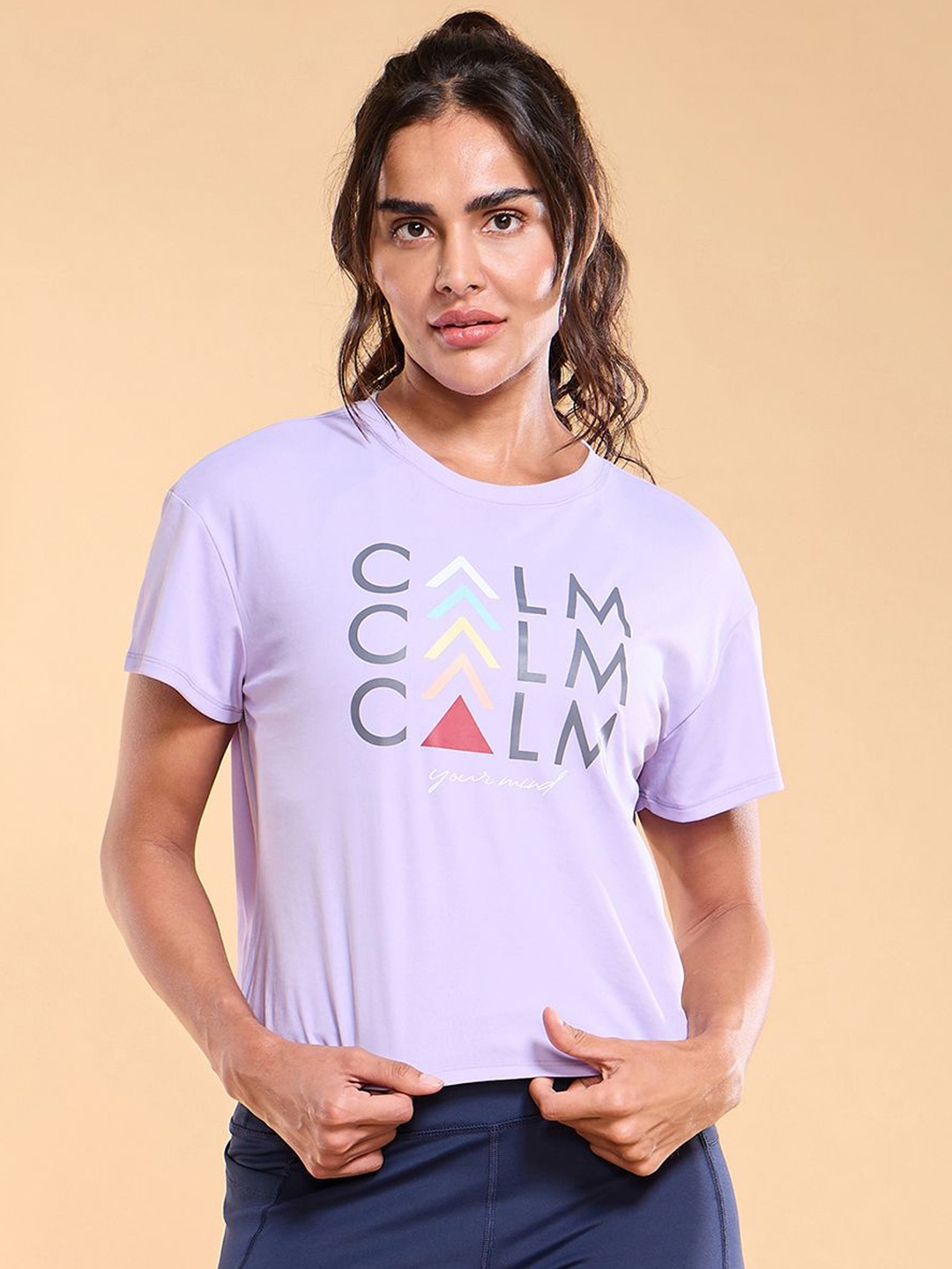 Enamor Typographic Printed Drop Shoulder Sleeves Relaxed Fit Crop T-shirt A311, Lavender
Enamor Typographic Printed Drop Shoulder Sleeves Relaxed Fit Crop T-shirt A311, Lavender